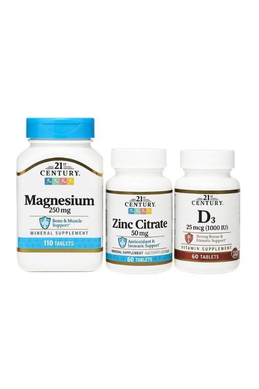 מבצע 3 ויטמינים - ויטמין די3 -אבץ ציטראט - מגנזיום